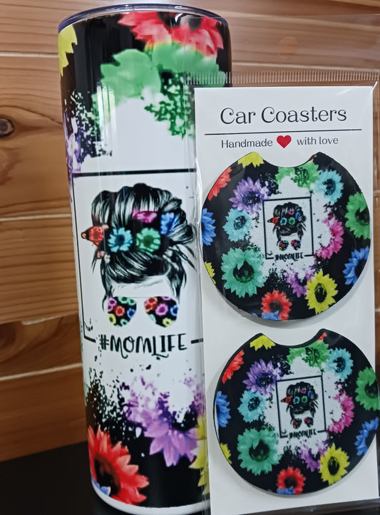 Bundle #MOM LIFE 20oz Tumbler & 2 Car Coasters
